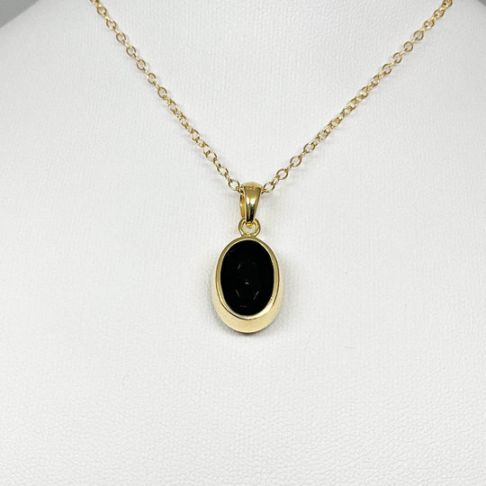 Black Onyx Gold Finish Pendant-Rocks and Gems Canada