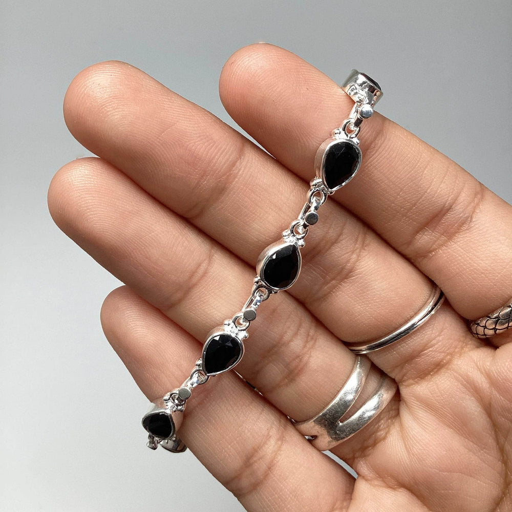 Black Onyx Sterling Silver Bracelet-Rocks and Gems Canada