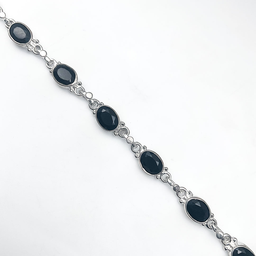 Black Onyx Sterling Silver Bracelet-Rocks and Gems Canada