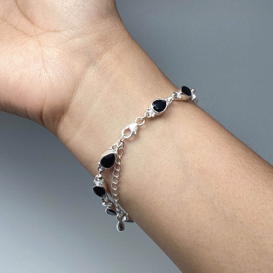 Black Onyx Sterling Silver Bracelet-Rocks and Gems Canada
