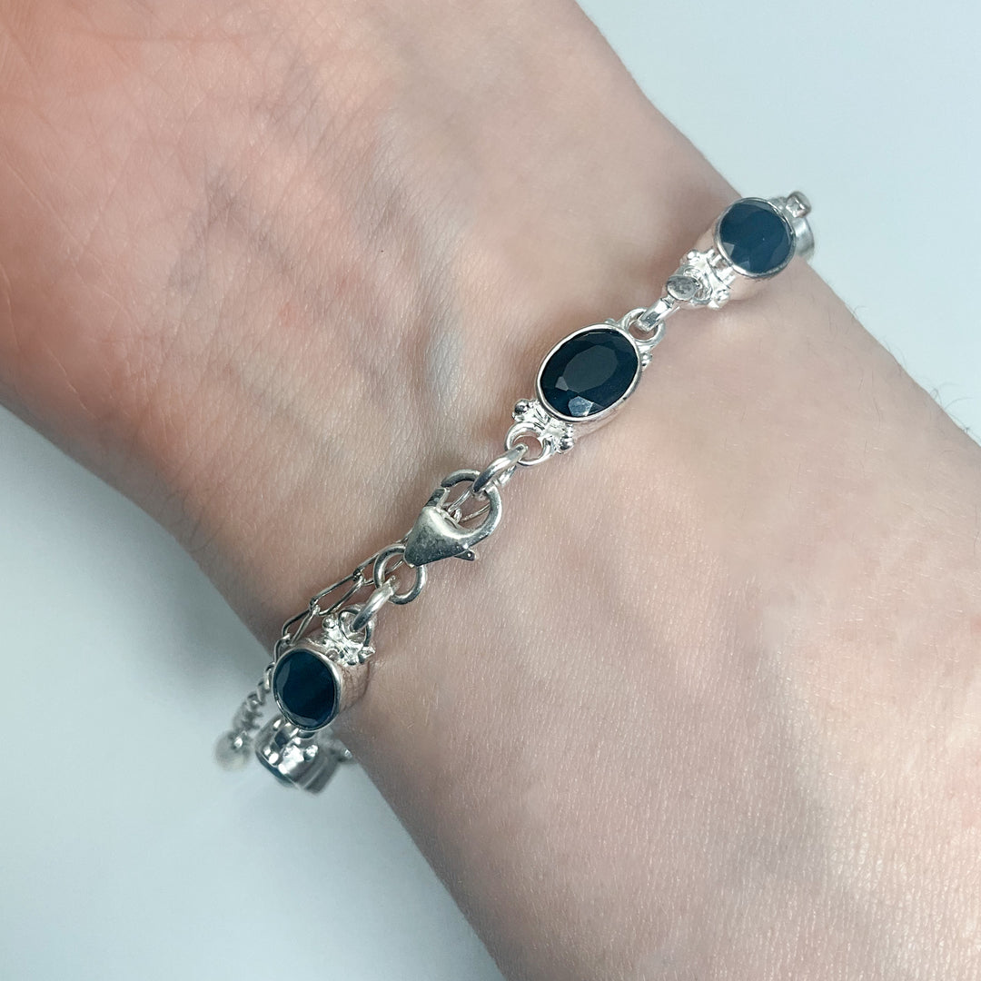 Black Onyx Sterling Silver Bracelet-Rocks and Gems Canada