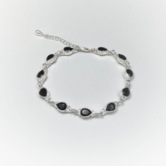 Black Onyx Sterling Silver Bracelet-Rocks and Gems Canada