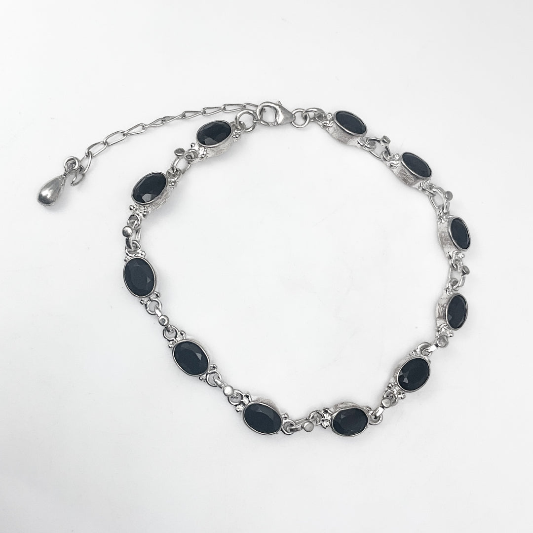 Black Onyx Sterling Silver Bracelet-Rocks and Gems Canada