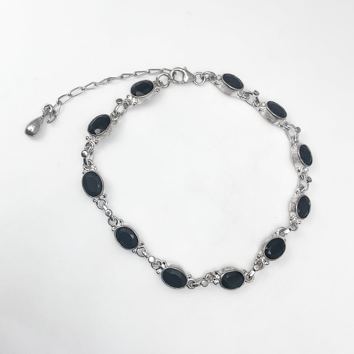 Black Onyx Sterling Silver Bracelet-Rocks and Gems Canada