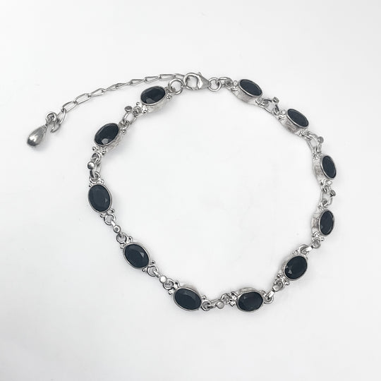 Black Onyx Sterling Silver Bracelet-Rocks and Gems Canada