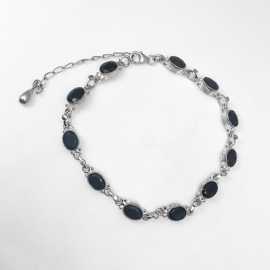 Black Onyx Sterling Silver Bracelet-Rocks and Gems Canada