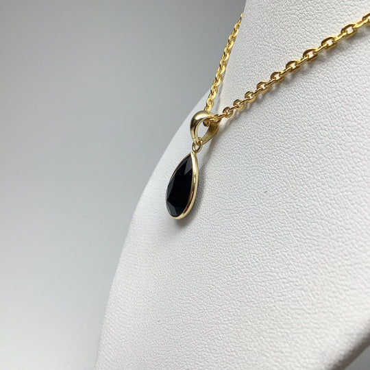 Black Onyx Gold Finish Pendant - Rocks and Gems Canada