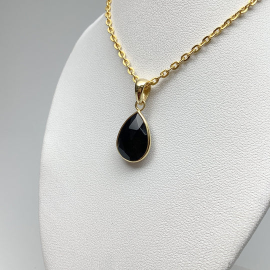 Black Onyx Gold Finish Pendant - Rocks and Gems Canada