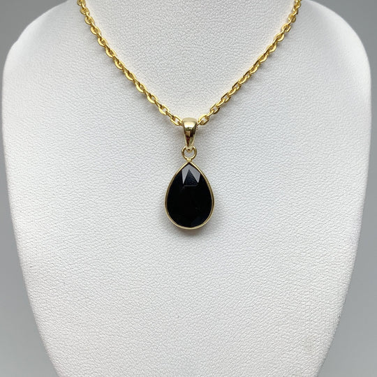 Black Onyx Gold Finish Pendant - Rocks and Gems Canada