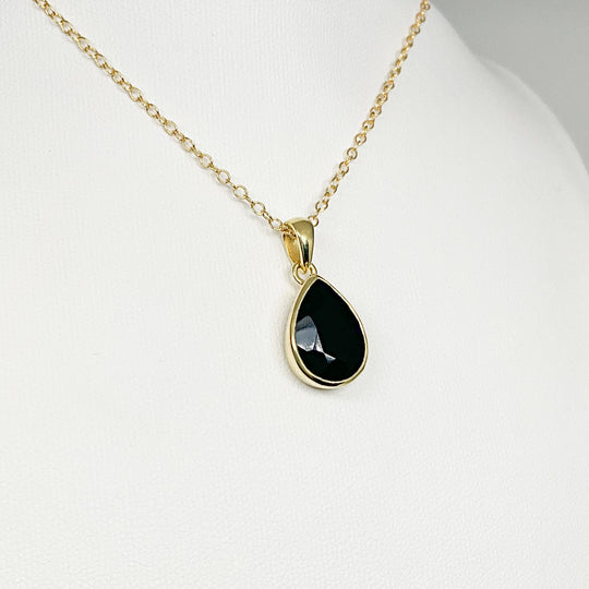Black Onyx Gold Finish Pendant - Rocks and Gems Canada