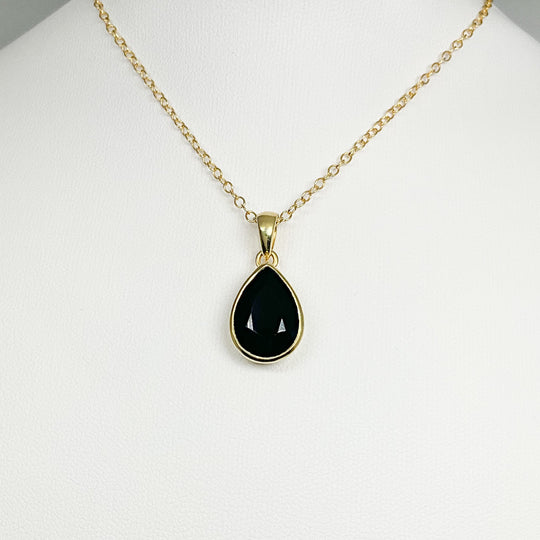 Black Onyx Gold Finish Pendant - Rocks and Gems Canada