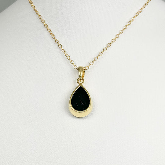 Black Onyx Gold Finish Pendant - Rocks and Gems Canada