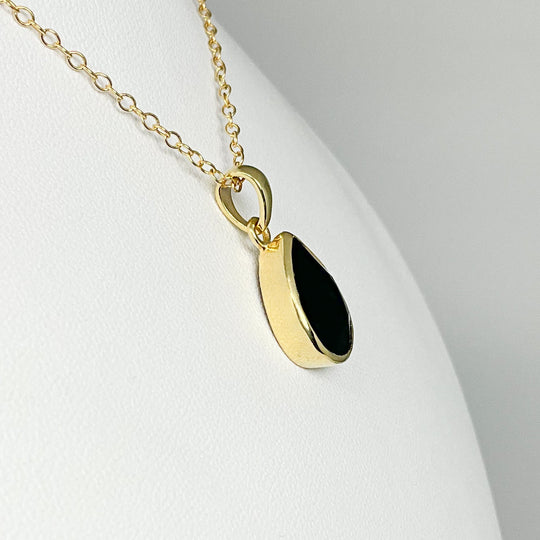 Black Onyx Gold Finish Pendant - Rocks and Gems Canada