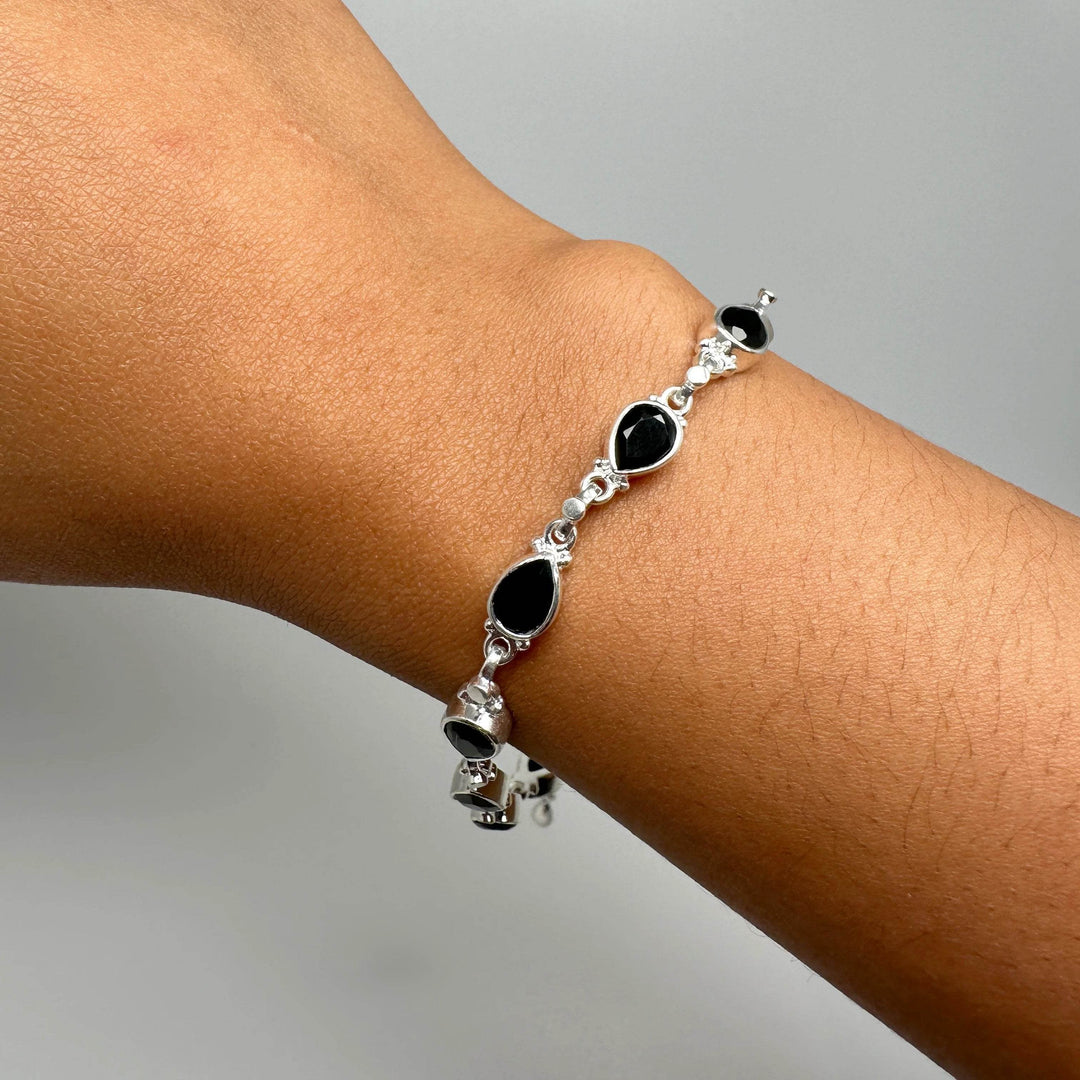 Black Onyx Sterling Silver Bracelet - Rocks and Gems Canada