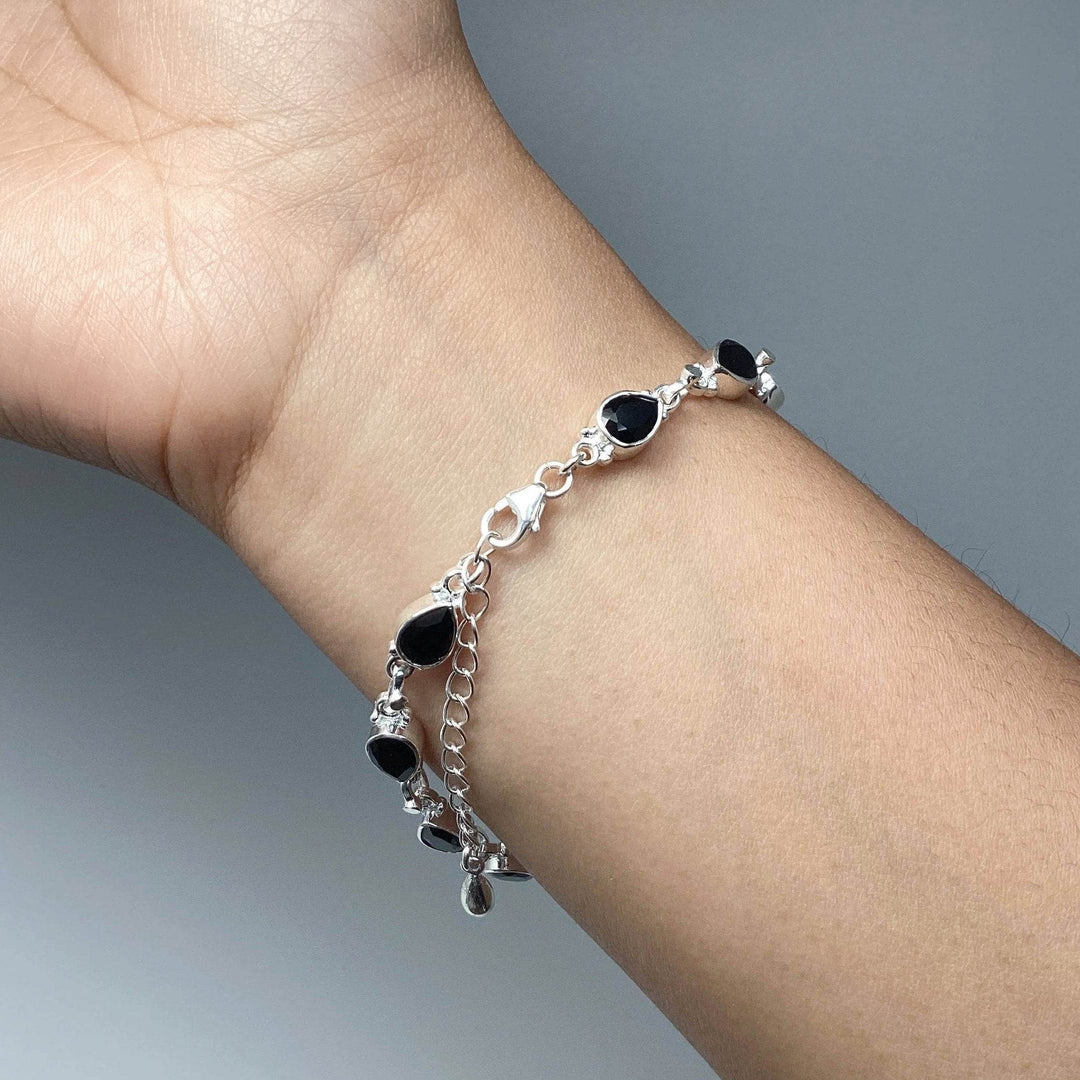 Black Onyx Sterling Silver Bracelet - Rocks and Gems Canada