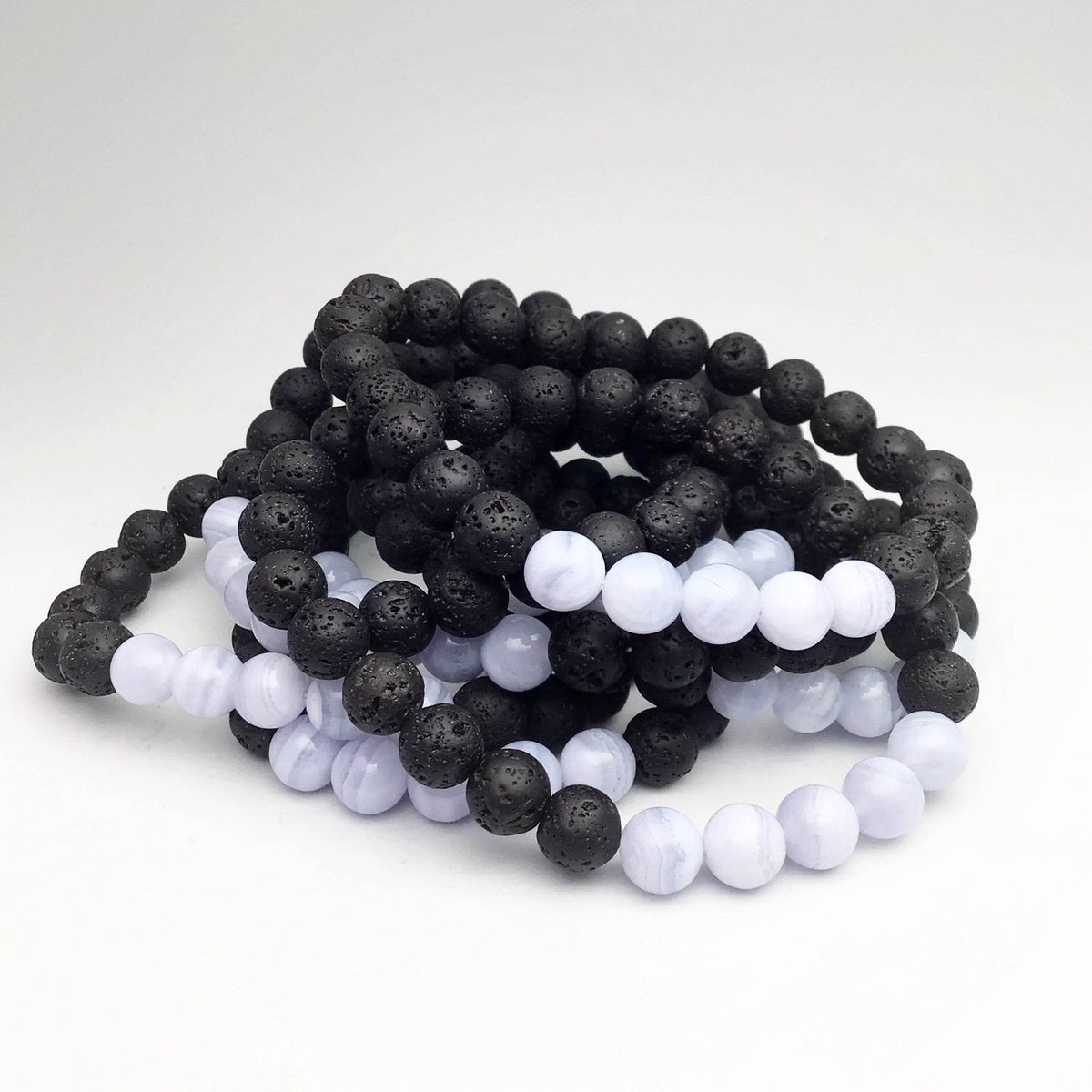 Blue Lace Agate Beaded Bracelet-Rocks and Gems Canada