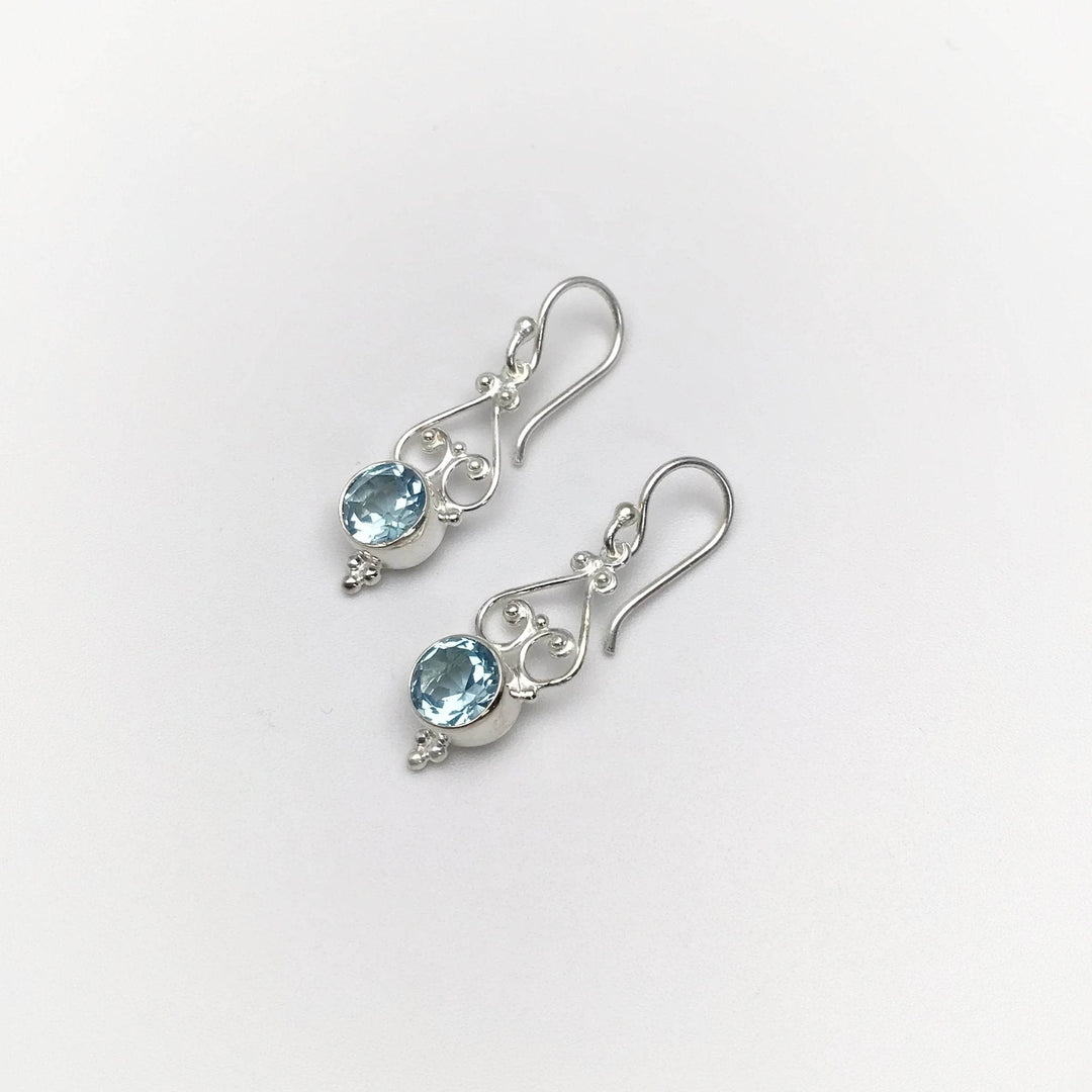 Blue Topaz Dangle Earrings-Rocks and Gems Canada