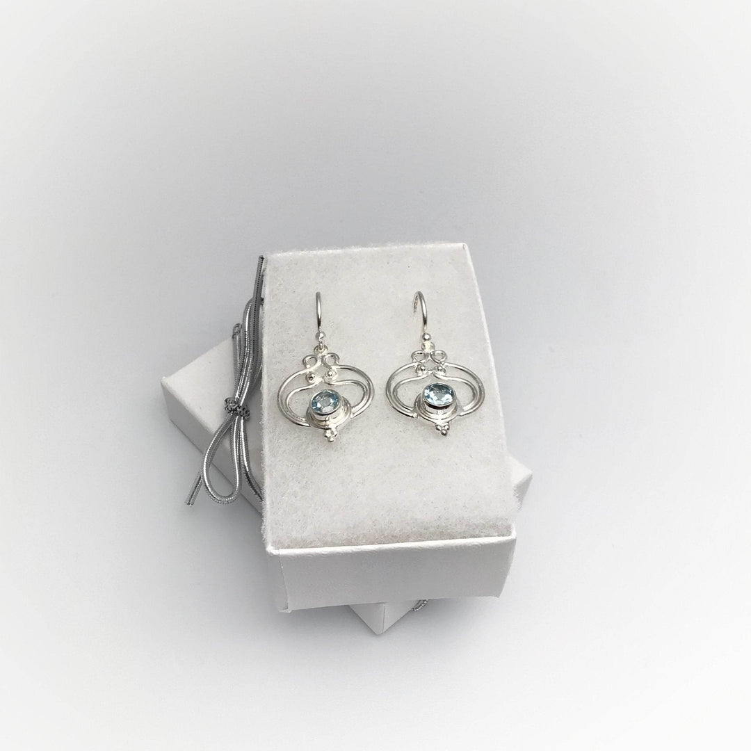 Blue Topaz Dangle Earrings-Rocks and Gems Canada
