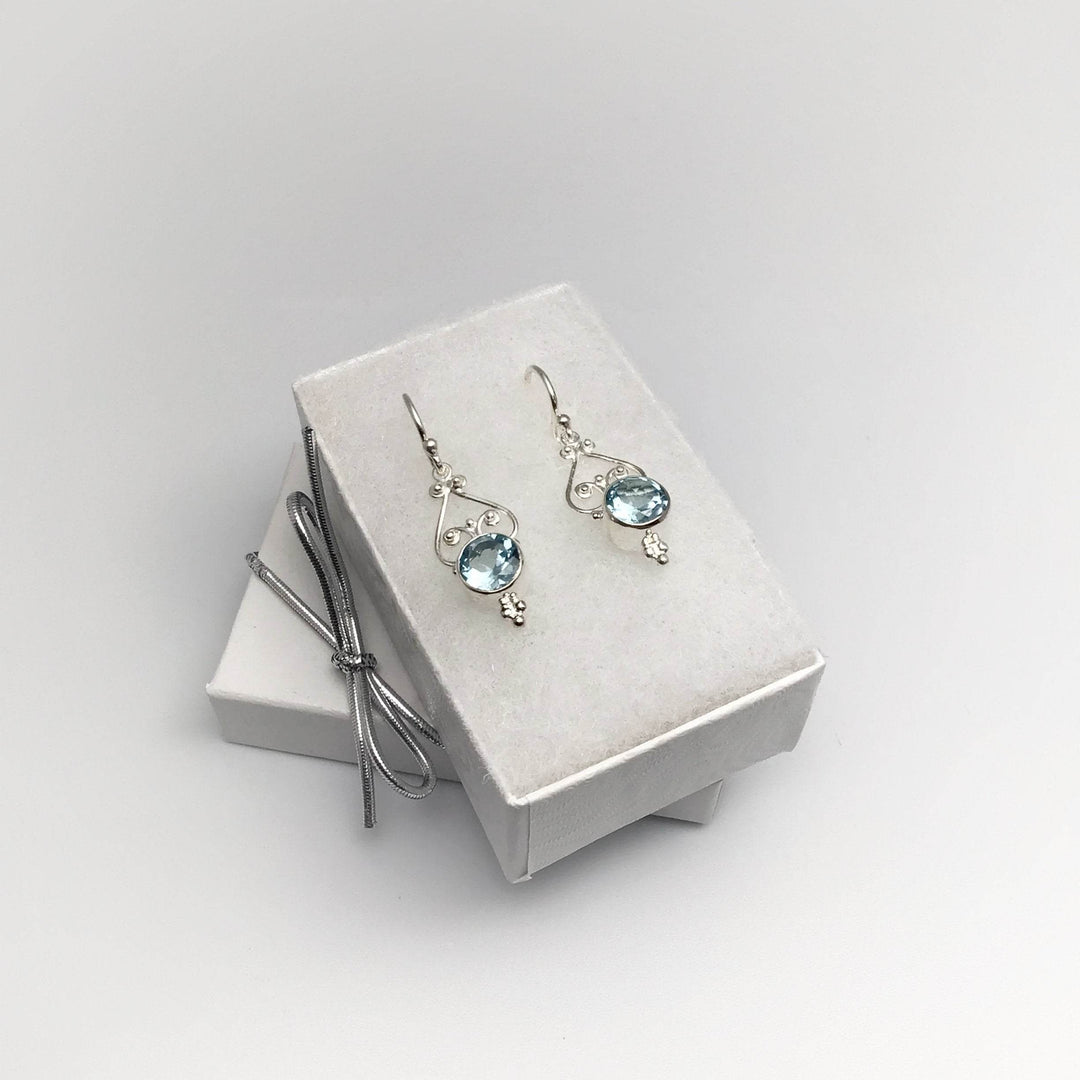 Blue Topaz Dangle Earrings-Rocks and Gems Canada