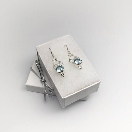 Blue Topaz Dangle Earrings-Rocks and Gems Canada