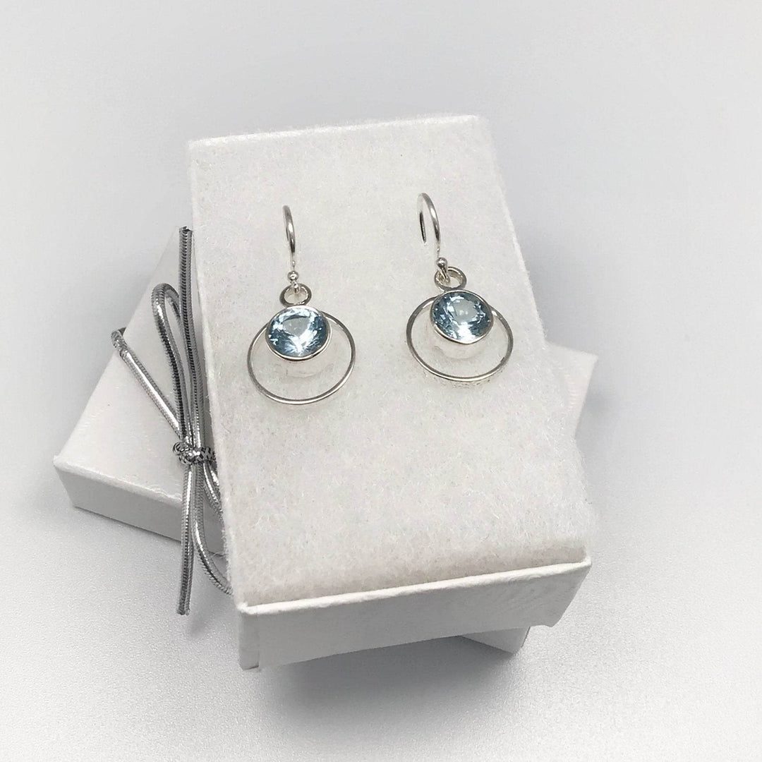 Blue Topaz Dangle Earrings-Rocks and Gems Canada