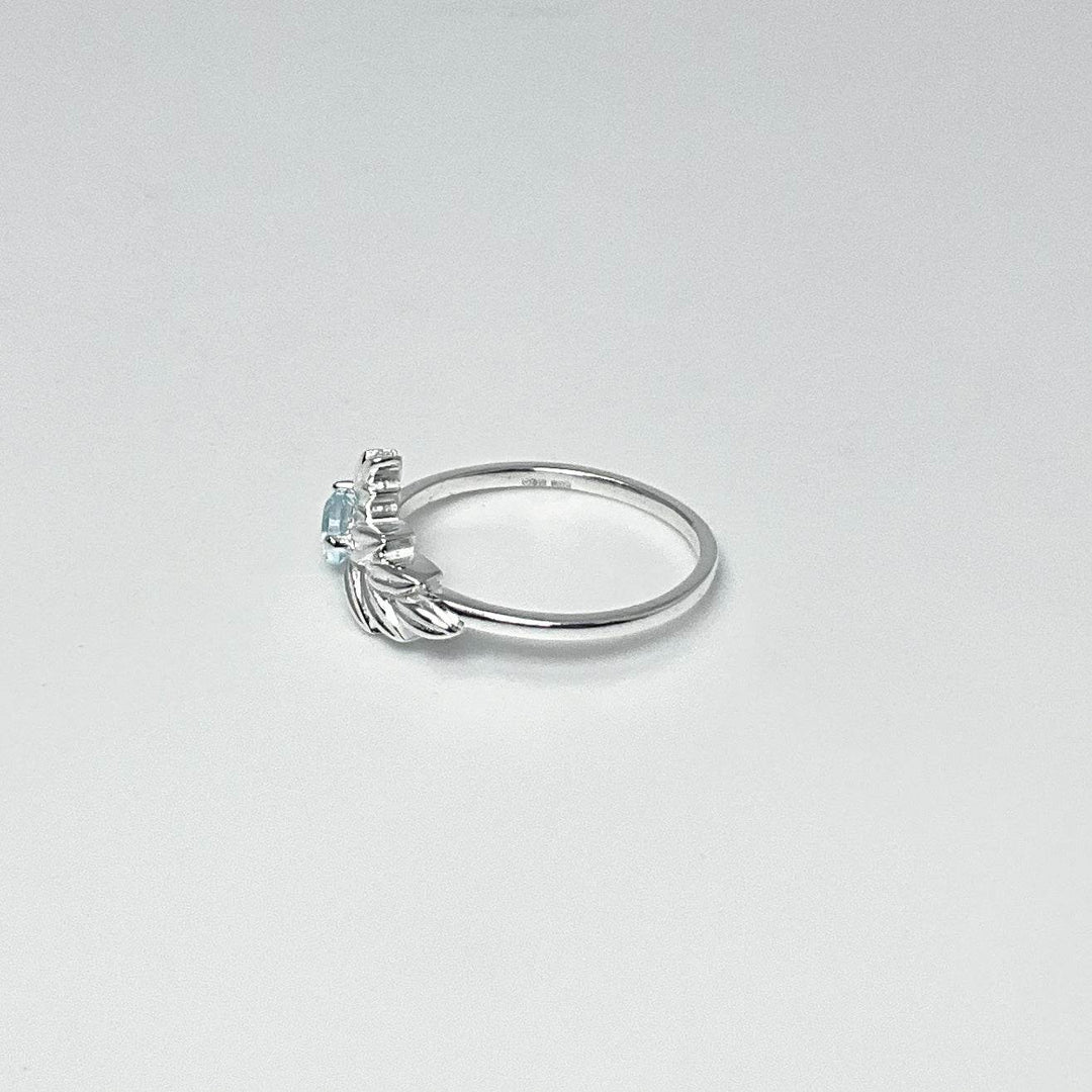 Blue Topaz Maple Leaf Ring-Rocks and Gems Canada