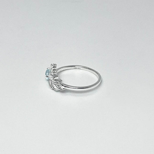 Blue Topaz Maple Leaf Ring-Rocks and Gems Canada