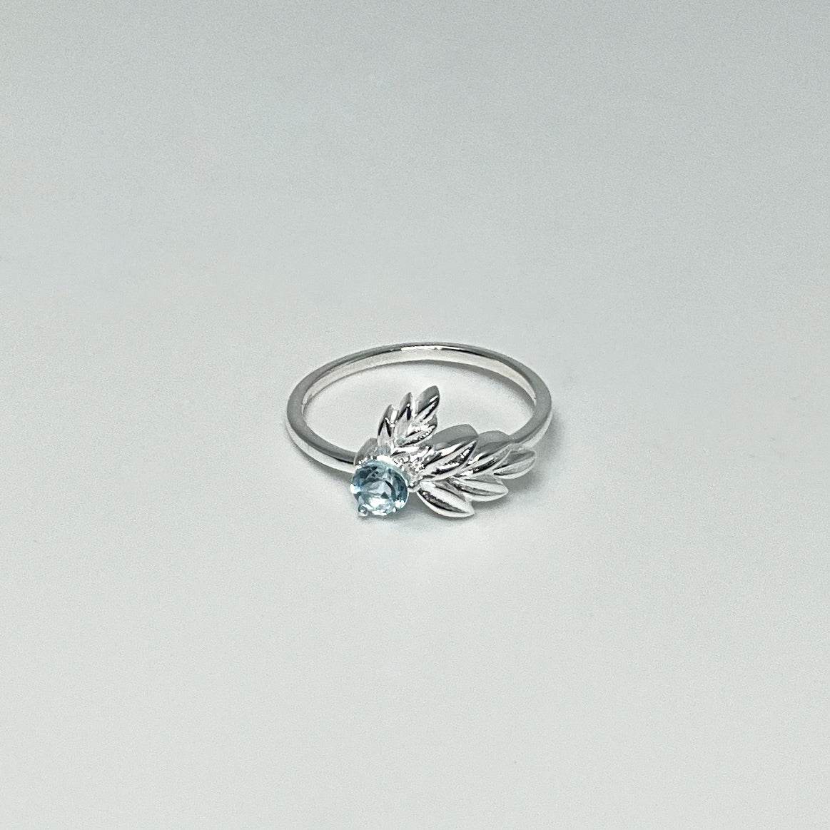 Blue Topaz Maple Leaf Ring-Rocks and Gems Canada