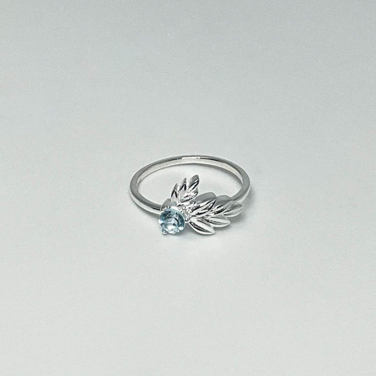 Blue Topaz Maple Leaf Ring-Rocks and Gems Canada