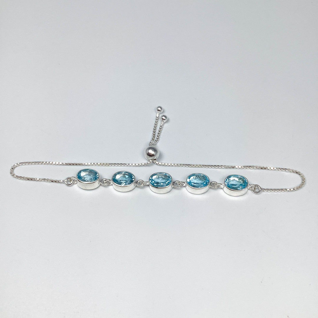 Blue Topaz Sterling Silver Bracelet-Rocks and Gems Canada