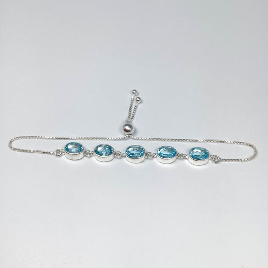 Blue Topaz Sterling Silver Bracelet-Rocks and Gems Canada