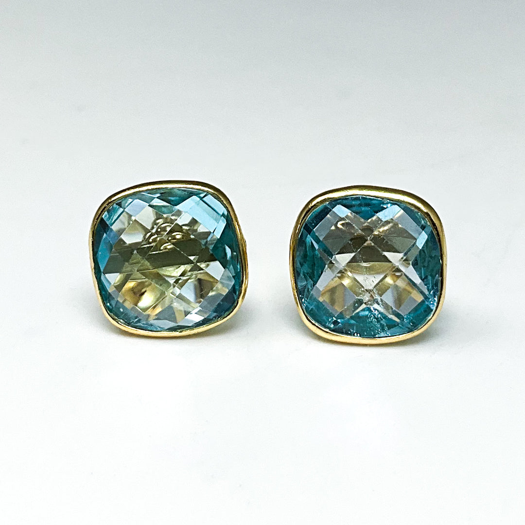 Blue Topaz Stud Earrings-Rocks and Gems Canada