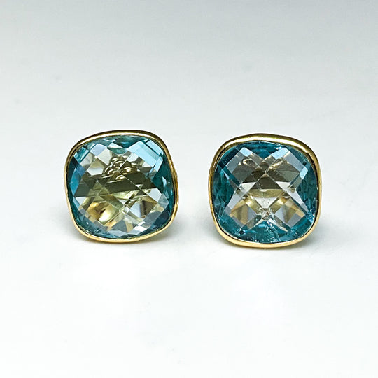 Blue Topaz Stud Earrings-Rocks and Gems Canada