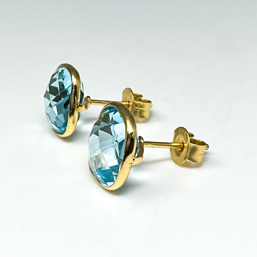 Blue Topaz Stud Earrings-Rocks and Gems Canada
