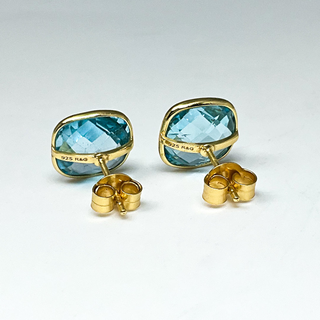 Blue Topaz Stud Earrings-Rocks and Gems Canada