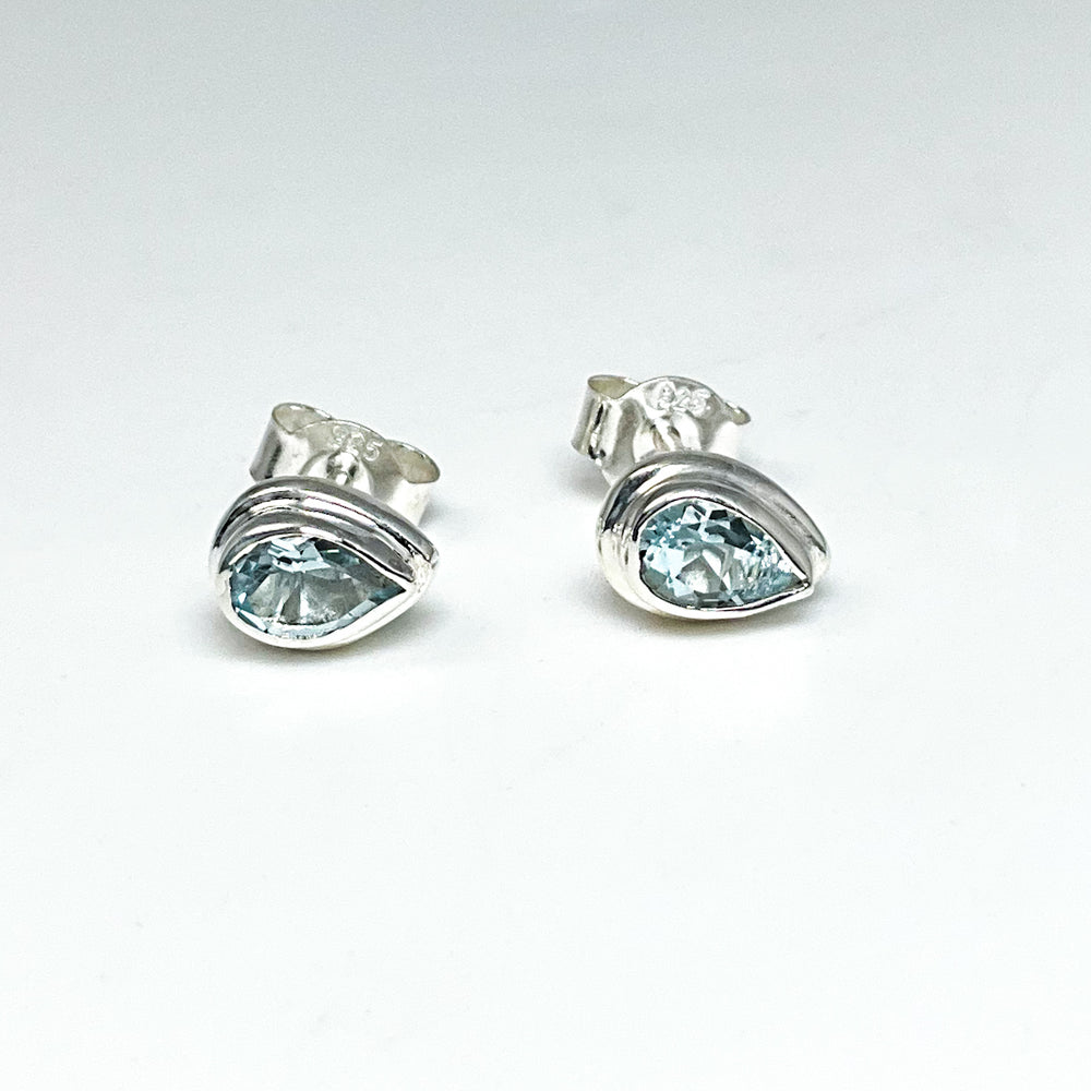 Blue Topaz Stud Earrings-Rocks and Gems Canada