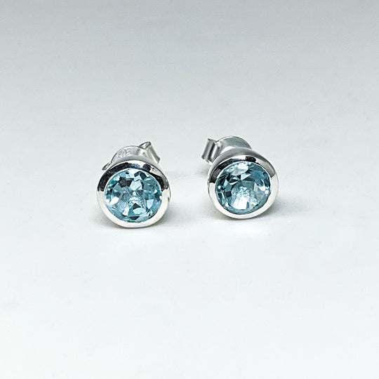 Blue Topaz Stud Earrings-Rocks and Gems Canada