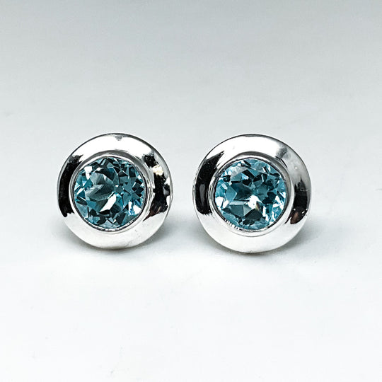 Blue Topaz Stud Earrings-Rocks and Gems Canada