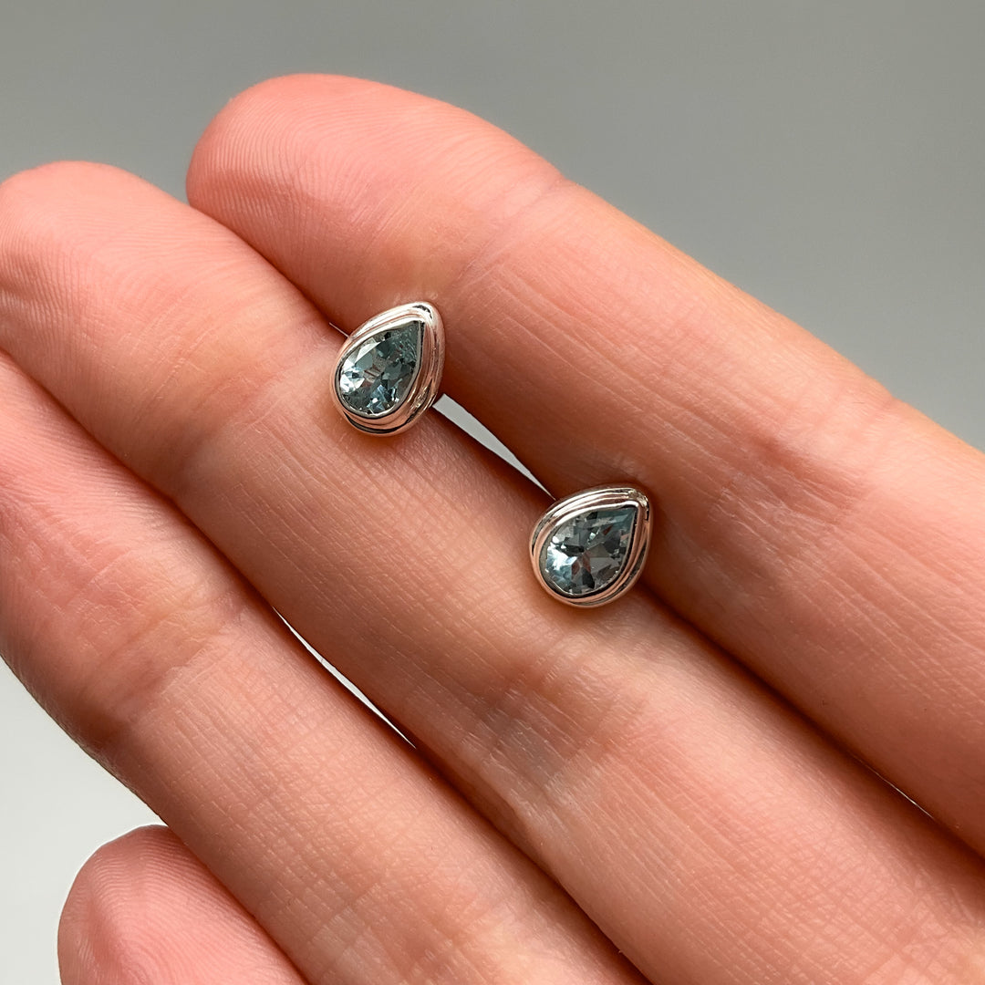 Blue Topaz Stud Earrings-Rocks and Gems Canada