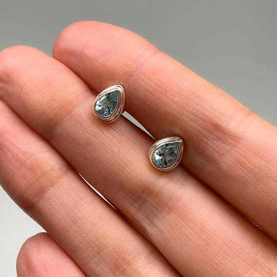 Blue Topaz Stud Earrings-Rocks and Gems Canada