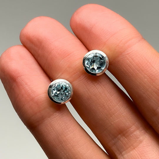 Blue Topaz Stud Earrings-Rocks and Gems Canada