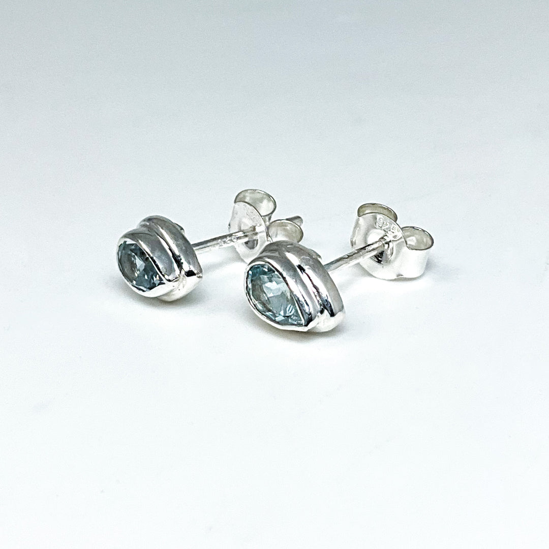 Blue Topaz Stud Earrings-Rocks and Gems Canada