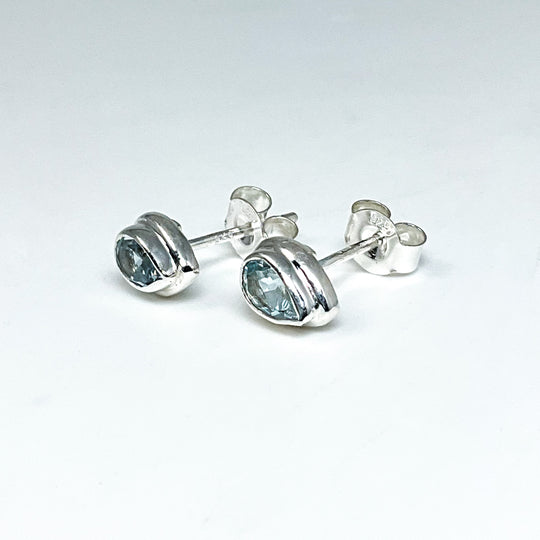 Blue Topaz Stud Earrings-Rocks and Gems Canada