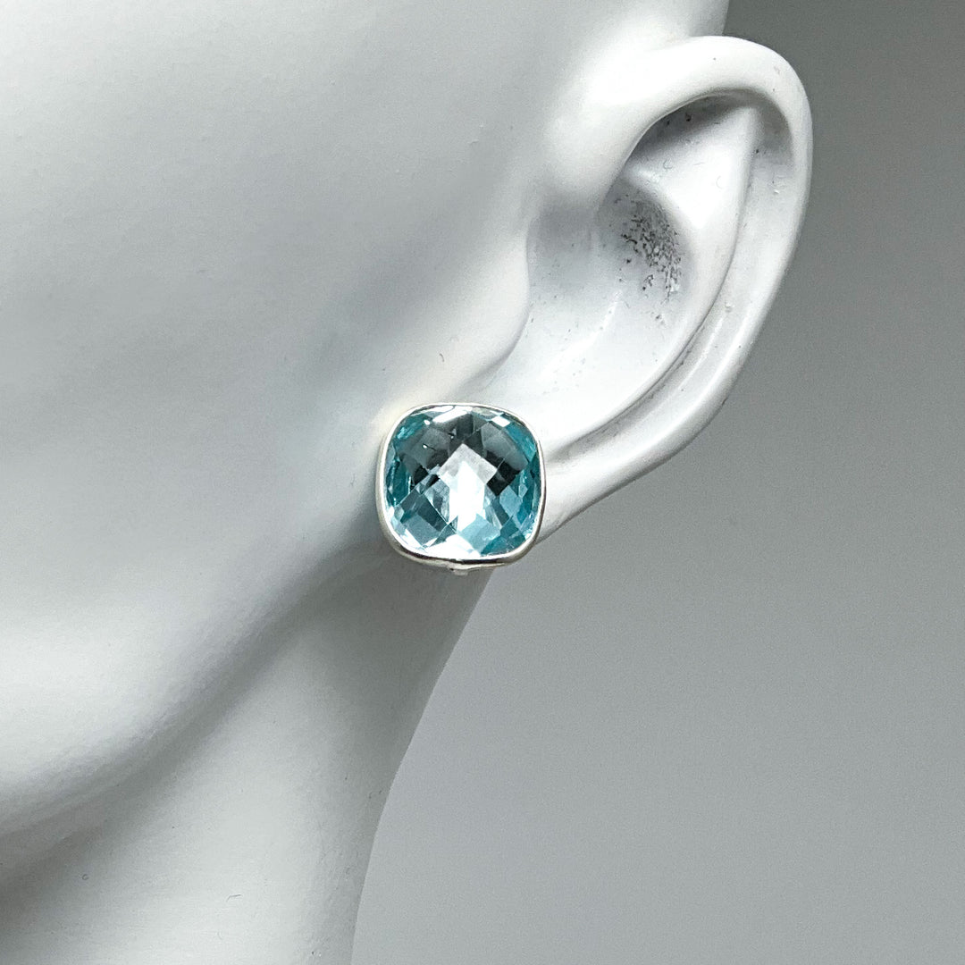 Blue Topaz Stud Earrings-Rocks and Gems Canada