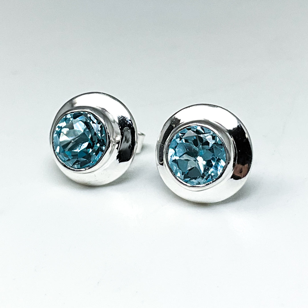 Blue Topaz Stud Earrings-Rocks and Gems Canada