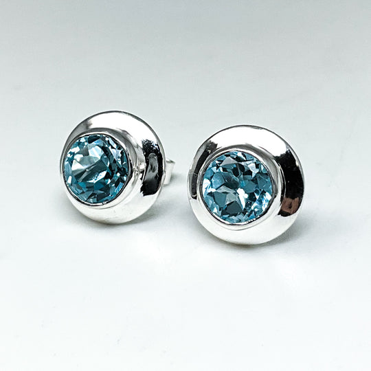 Blue Topaz Stud Earrings-Rocks and Gems Canada