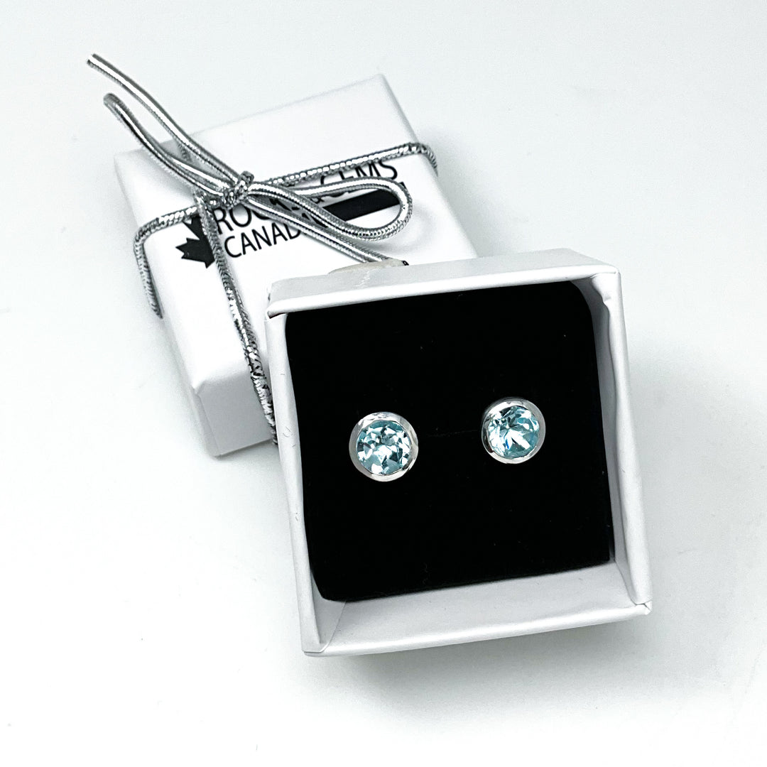 Blue Topaz Stud Earrings-Rocks and Gems Canada