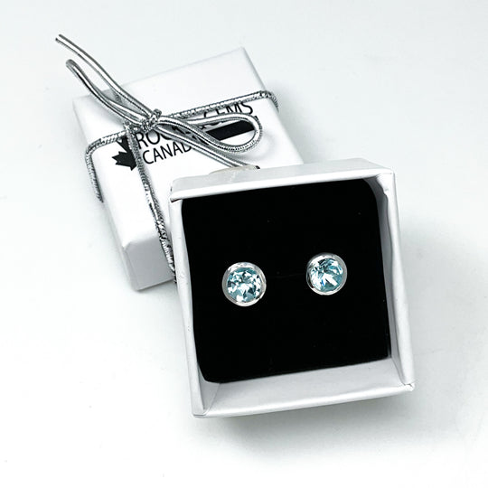 Blue Topaz Stud Earrings-Rocks and Gems Canada