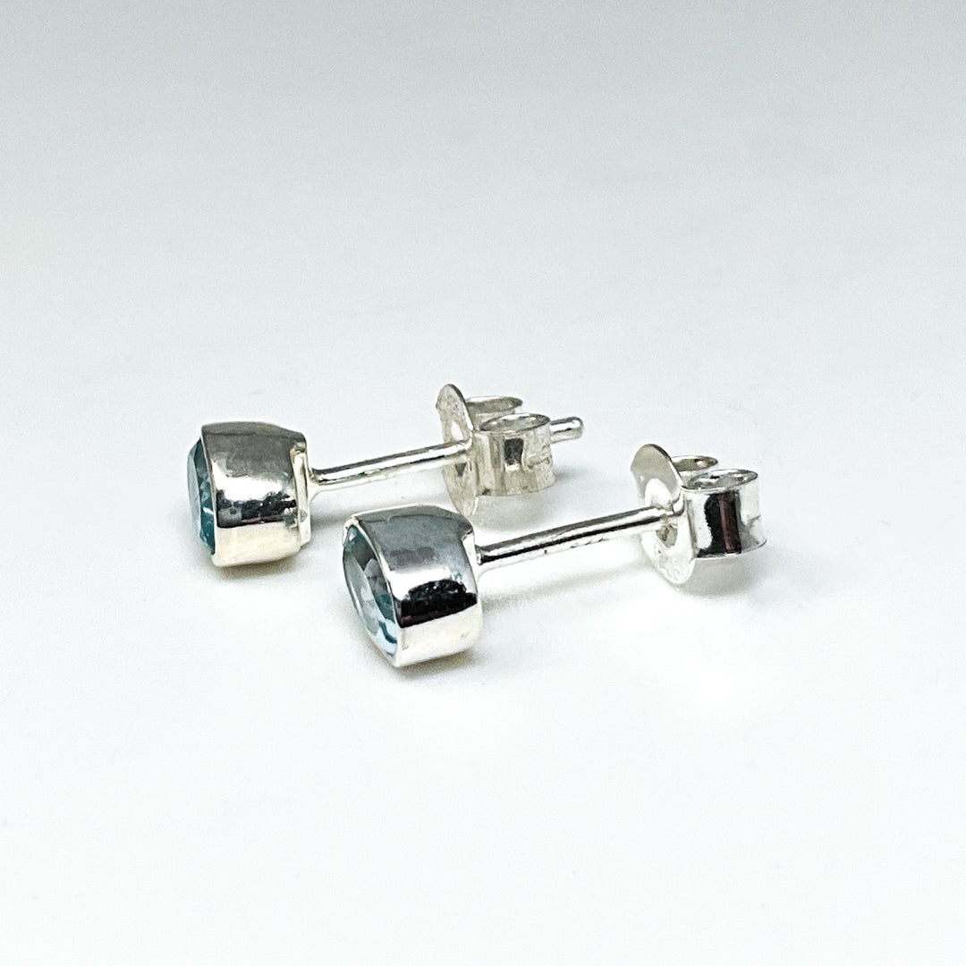 Blue Topaz Stud Earrings-Rocks and Gems Canada