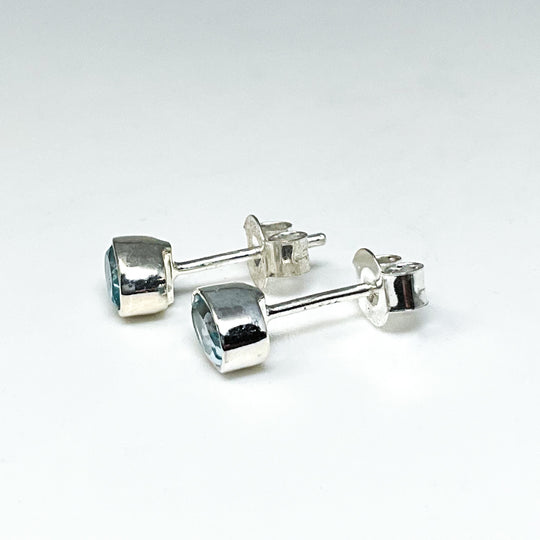 Blue Topaz Stud Earrings-Rocks and Gems Canada